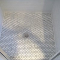 White and gray shower tile