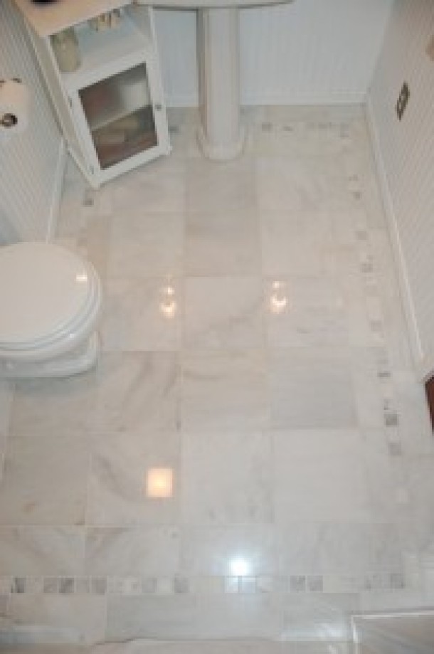 White marble floor tile